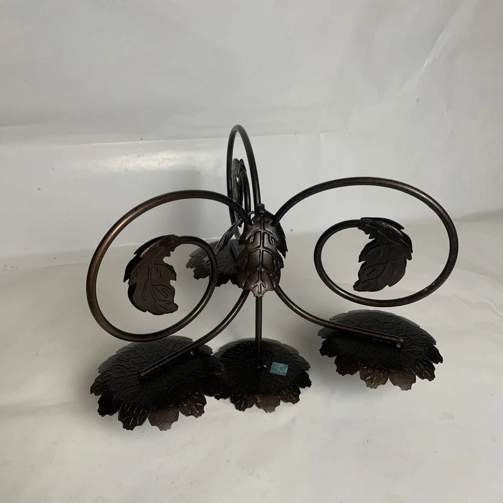 PartyLite Leaf Viking Candle Holder Rustic Bronze Leaf Scroll 4-Tier Metal